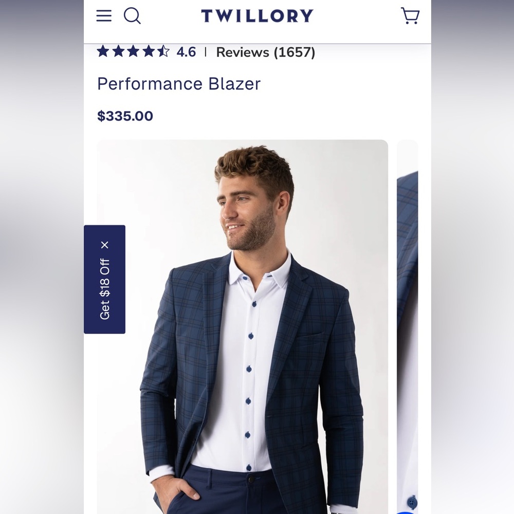 Twillory Men's Navy Performance Blazer